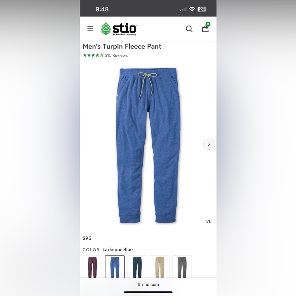 Men’s Turpin Fleece Pant. Jogger Style Sweatpants - large. Color Larkspur Blue